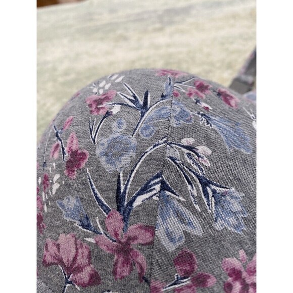 Cacique Lightly Lined Size 42C Push Up No Wire Bra Gray Floral Pink Bow - Picture 2 of 6